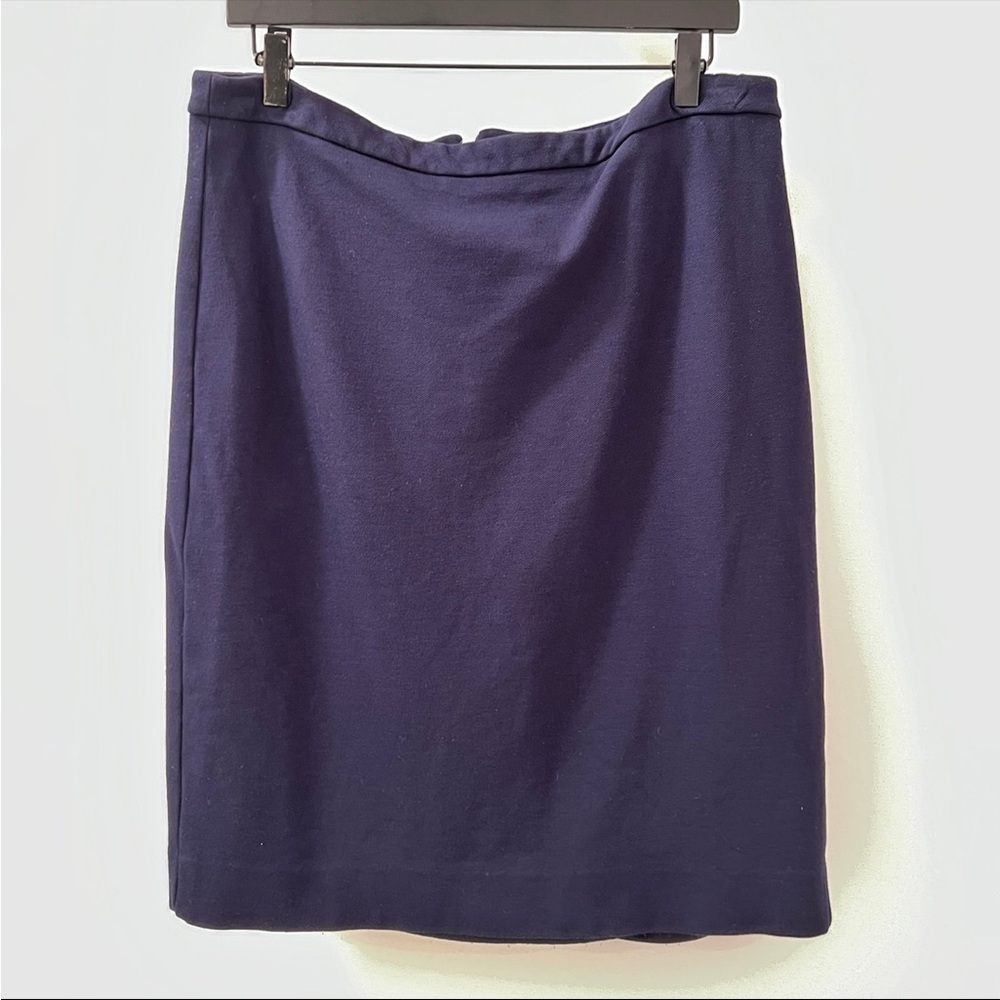 J. Crew 365 Pencil Skirt Cotton Stretch Size 12 Navy Blue Classic Office